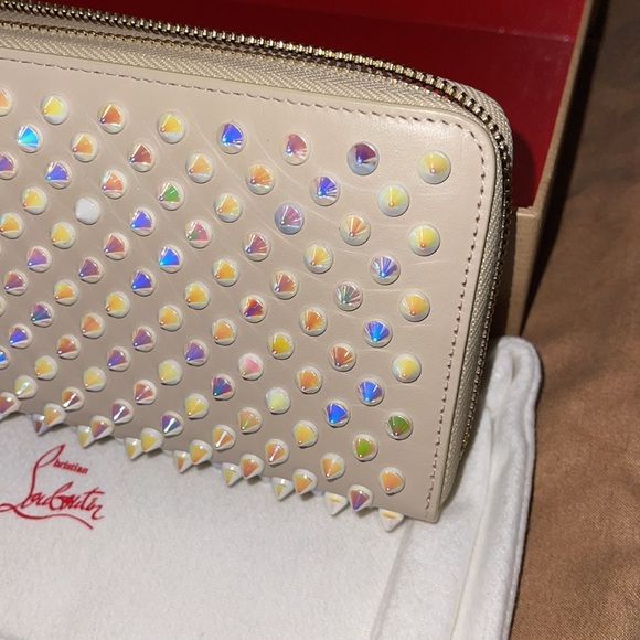 Christian Louboutin panettone wallet calf empire/spikes beige leather multicolor - Picture 4 of 15